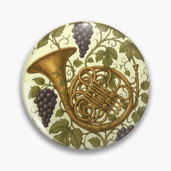 Item preview, French horn among grapes designed and sold by Meandmyshop.