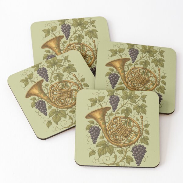 Item preview, French horn among grapes designed and sold by Meandmyshop.