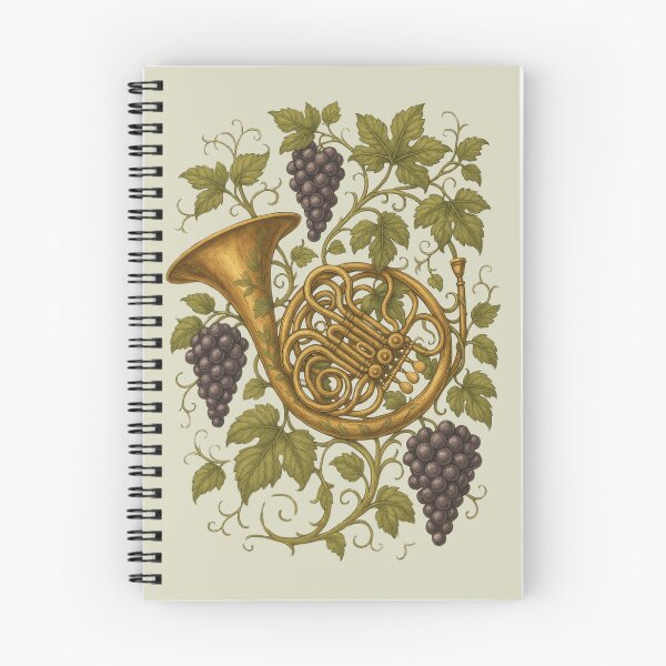 Item preview, French horn among grapes designed and sold by Meandmyshop.