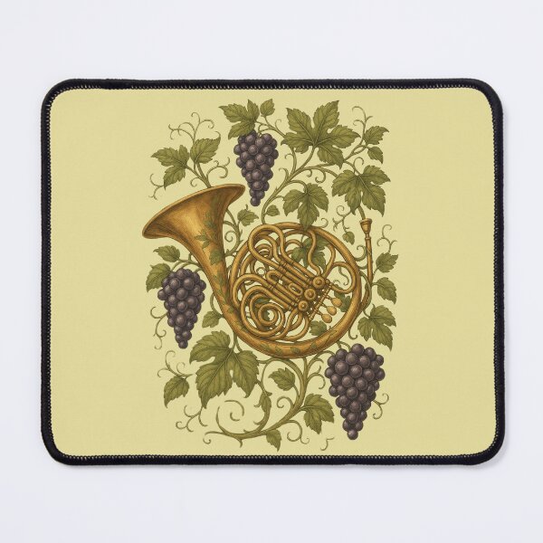 Item preview, French horn among grapes designed and sold by Meandmyshop.