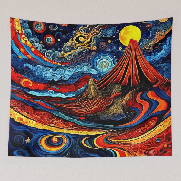 Item preview, Volcanic landscape at night designed and sold by George Hutton Hunter.