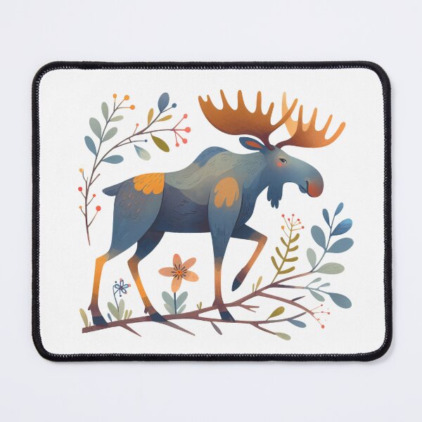 Item preview, Majestic Blue Moose - Watercolour Folk Art by heidiannemorris © designed and sold by FOLK ART FUSION by heidiannemorris.