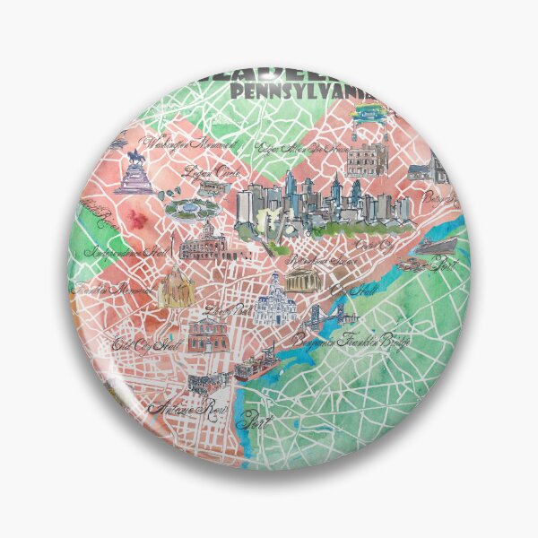 Item preview, Philadelphia Pennsylvania USA Illustrated Map with Main Roads Landmarks and Highlights designed and sold by artshop77.