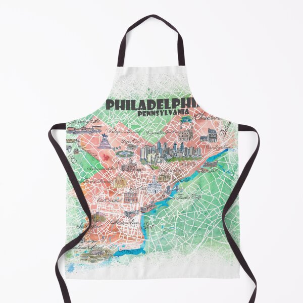 Item preview, Philadelphia Pennsylvania USA Illustrated Map with Main Roads Landmarks and Highlights designed and sold by artshop77.