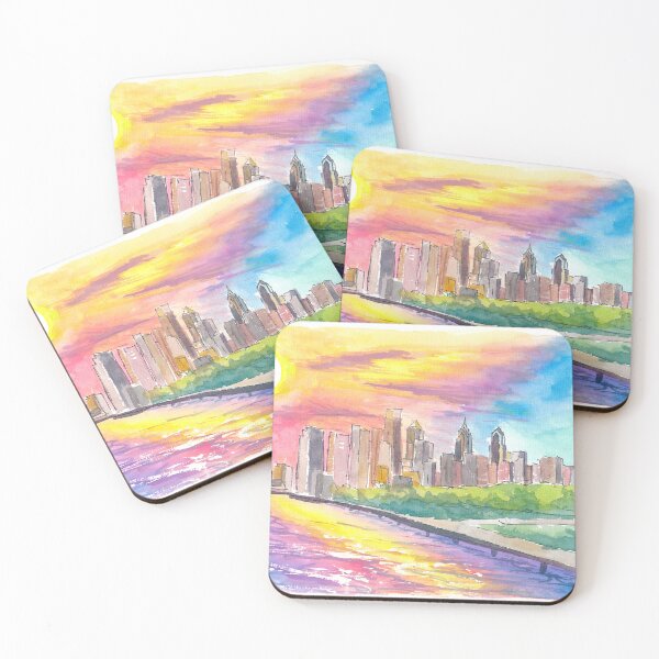 Item preview, Philadelphia PA Impressive Skyline Colorful Sunset Mood designed and sold by artshop77.