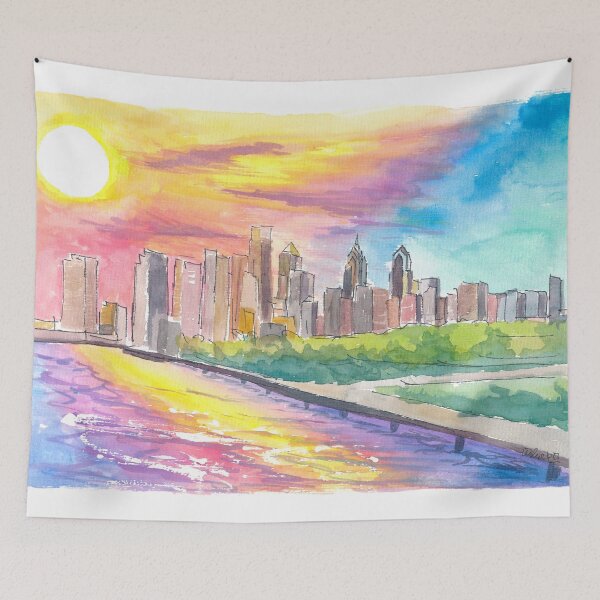 Item preview, Philadelphia PA Impressive Skyline Colorful Sunset Mood designed and sold by artshop77.