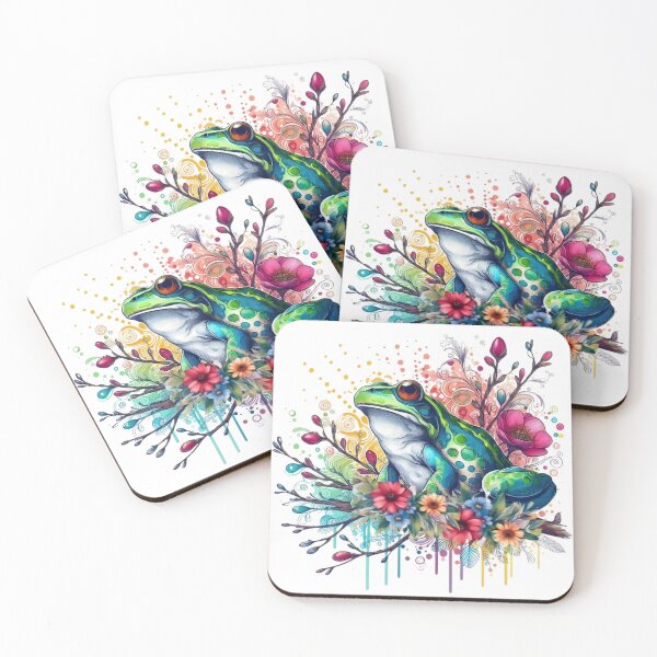 Item preview, A colorful frog with various leaves and colorful flowers too. designed and sold by Marcoshop10.