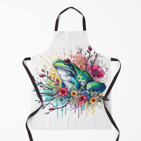 Aperçu de l'œuvre Une grenouille colorée avec plusieurs feuilles et aussi des fleurs colorées. créée et vendue par Marcoshop10.