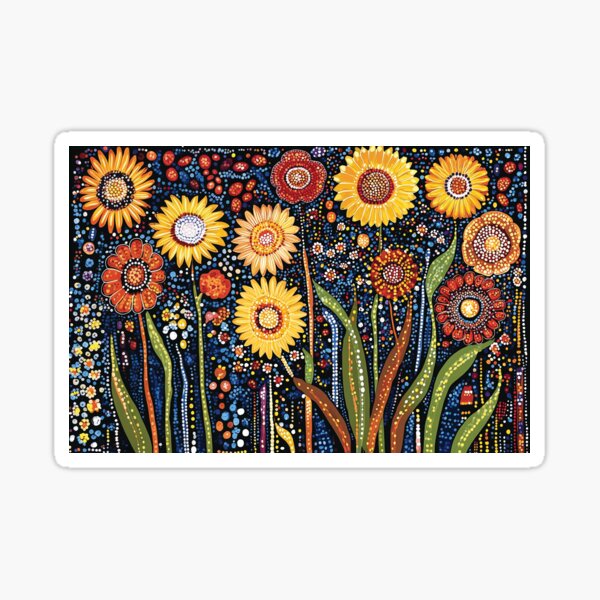 Sunlit Dreaming Floral Dot Painting Sticker