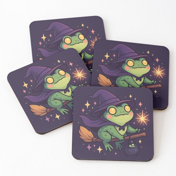 Item preview, Enchanted Frog Witch on Broom | Cute Magical Amphibian Illustration designed and sold by Tarn.