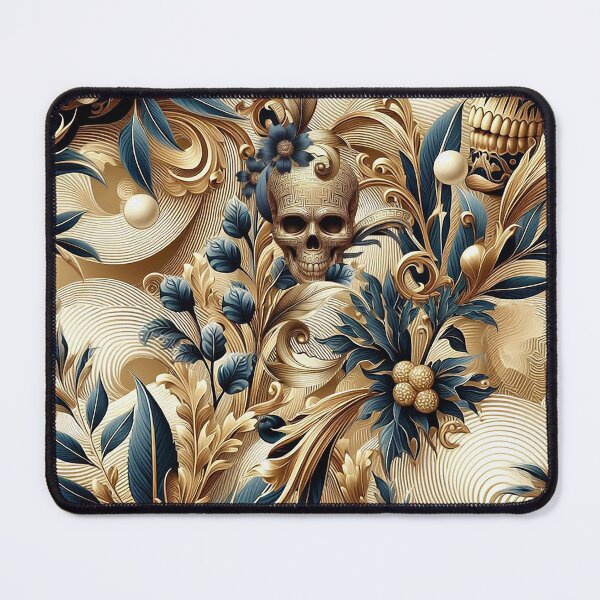 Item preview, Baroque Skull Garden – Gothic Gold Botanical Pattern designed and sold by Arscorart.