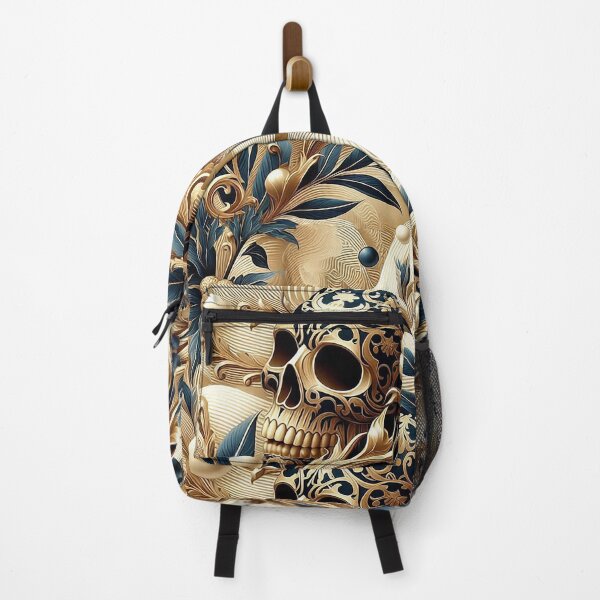 Item preview, Baroque Skull Garden – Gothic Gold Botanical Pattern designed and sold by Arscorart.