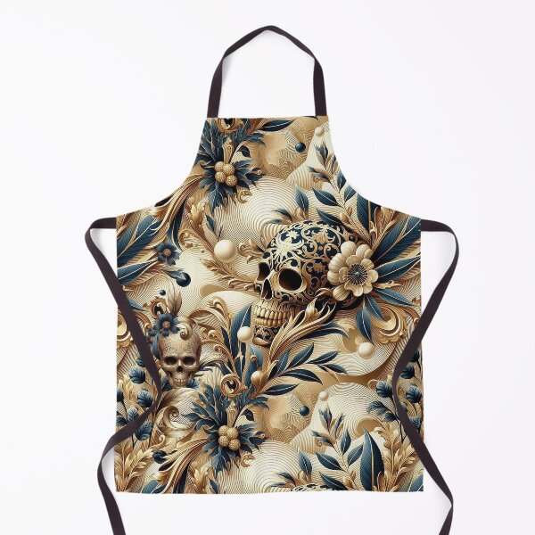 Item preview, Baroque Skull Garden – Gothic Gold Botanical Pattern designed and sold by Arscorart.