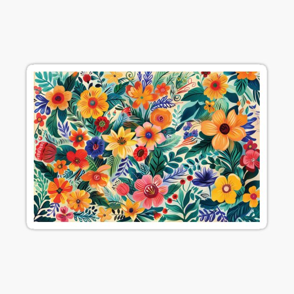 Colorful Iberian Floral Pattern with Mediterranean Flair Sticker