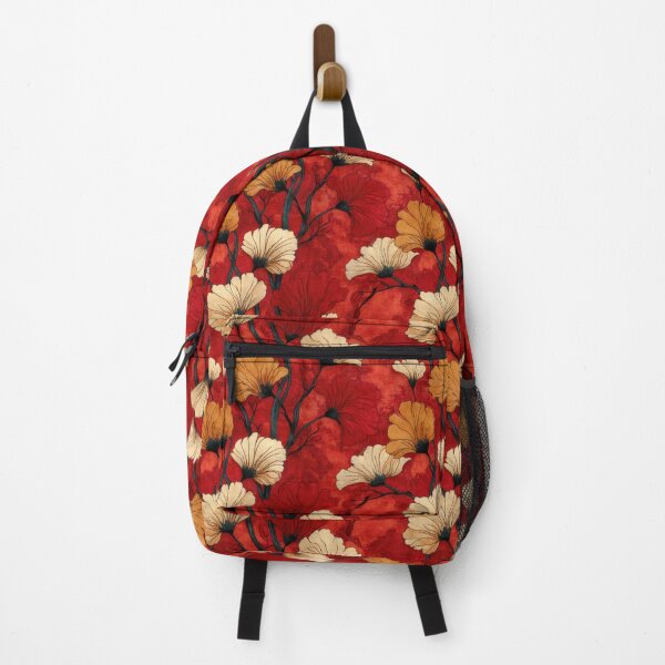 Item preview, Gold Ginkgo Leaves on Crimson – Elegant Botanical Pattern designed and sold by SylvieVibes.