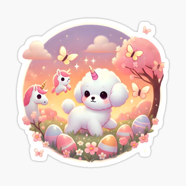 Item preview, Bichon Frise Unicorn Fantasy – Kawaii Easter Wonderland Art designed and sold by BichonDesigns.