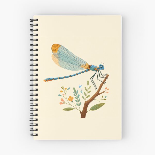 Item preview, Colourful Blue Damselfly on Branch - Watercolour Folk Art by heidiannemorris © designed and sold by FOLK ART FUSION.