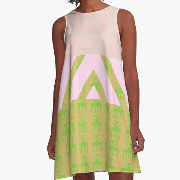 Duafe - Wooden Comb pink light green A-Line Dress