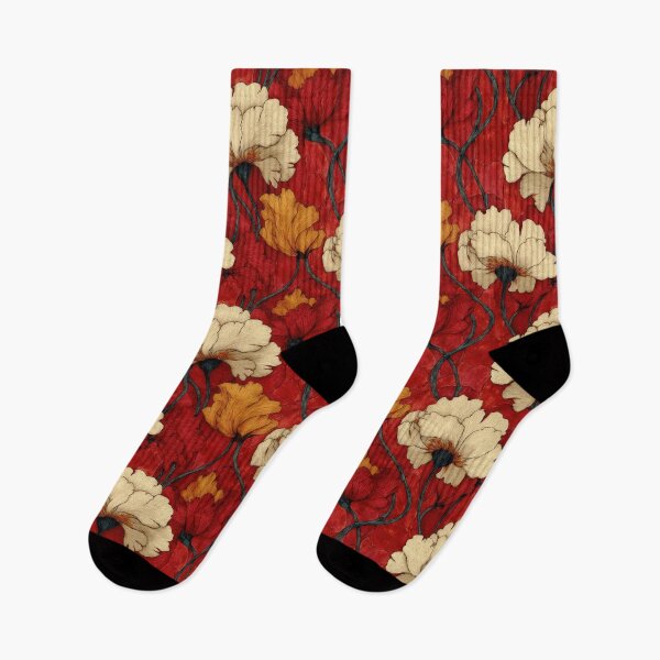 Item preview, Flowers on Crimson – Elegant Botanical Pattern designed and sold by SylvieVibes.
