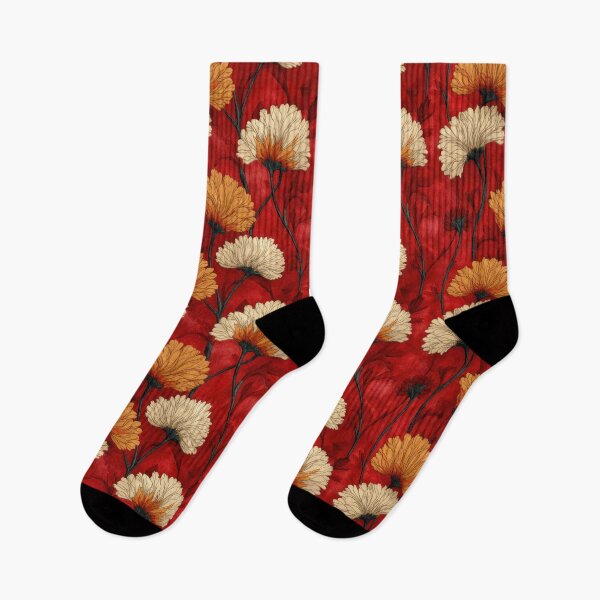Item preview, Flowers on Crimson – Elegant Botanical Pattern designed and sold by SylvieVibes.