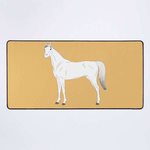 Aperçu de l'œuvre Cheval Abbayan, dessin cheval blanc, cheval oriental, races de chevaux du Yémen créée et vendue par WebEquitation®.