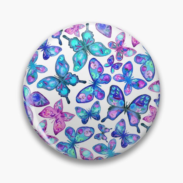 Item preview, Watercolor Fruit Patterned Butterflies - aqua and sapphire designed and sold by micklyn.
