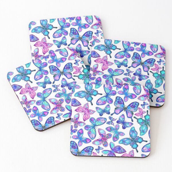 Item preview, Watercolor Fruit Patterned Butterflies - aqua and sapphire designed and sold by micklyn.