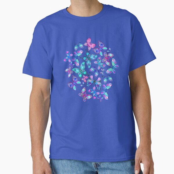 Vista previa del artículo con la obra «Mariposas con estampado de frutas en acuarela (aguamarina y zafiro)», diseñado y vendido por micklyn.