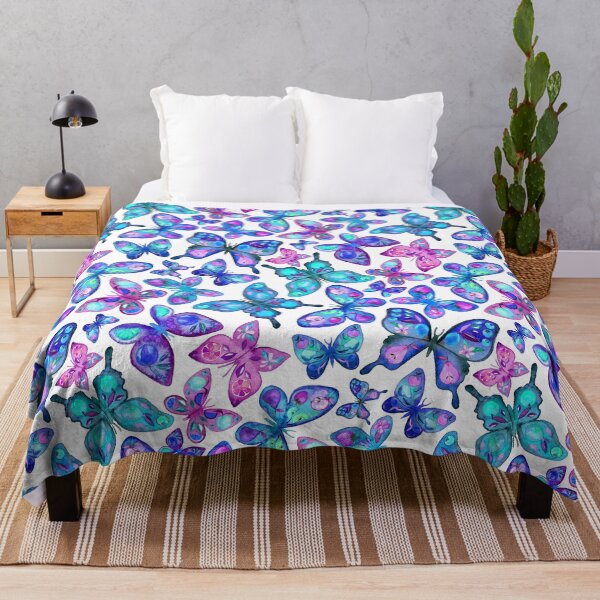 Item preview, Watercolor Fruit Patterned Butterflies - aqua and sapphire designed and sold by micklyn.