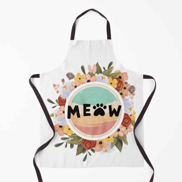Item preview, Retro Meow – Cute Cat Typography with Floral Frame designed and sold by RisenAgain - Quantum BrainGlitch | Designs.