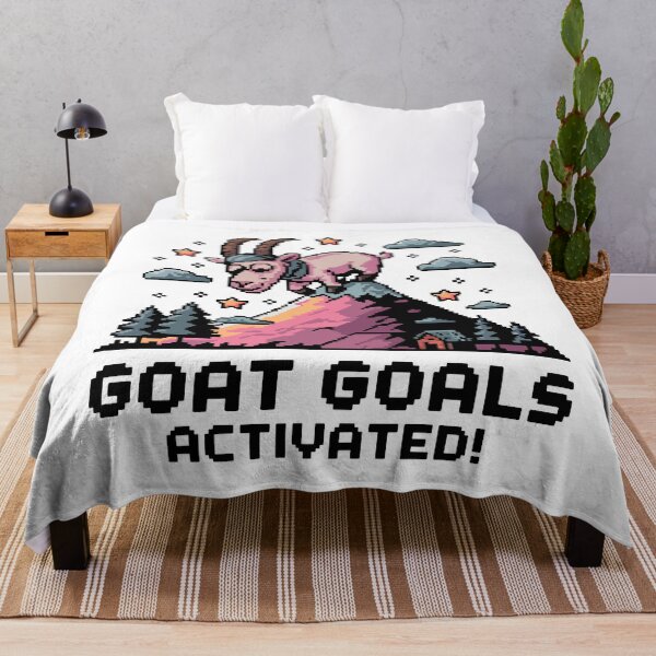 Item preview, Goat Goals Activated – Nerdy Goat on Mountain Pixel Art designed and sold by NaturePixel.