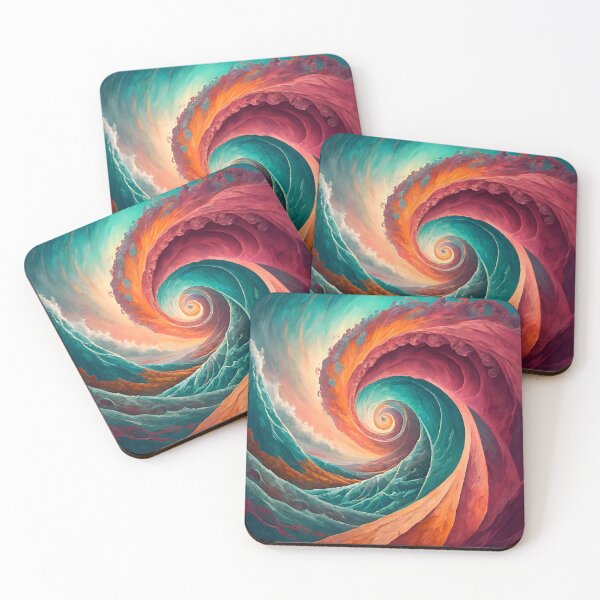Item preview, Hypnotic Spiral Abstract Wall Art – Colorful Surreal Swirl in Teal, Orange, and Pink designed and sold by Azraqcrafts.