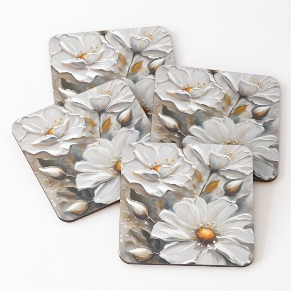 Aperçu de l'œuvre Peinture de fleurs blanches en 3D créée et vendue par CalmnessbyChoice.