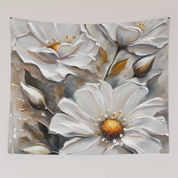 Aperçu de l'œuvre Peinture de fleurs blanches en 3D créée et vendue par CalmnessbyChoice.