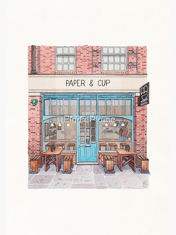Aperçu 2 sur 2. Carte de vœux avec l'œuvre Elodie Plume - Paper & Cup Coffee Shop créée et vendue par ElodiePlume.