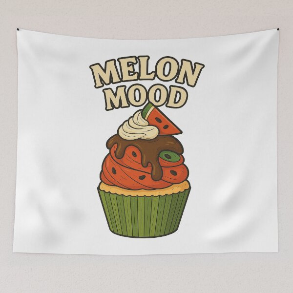 Item preview, A cute watermelon-themed cupcake with whipped cream and chocolate topping  - with melon mood designed and sold by Asbiell.