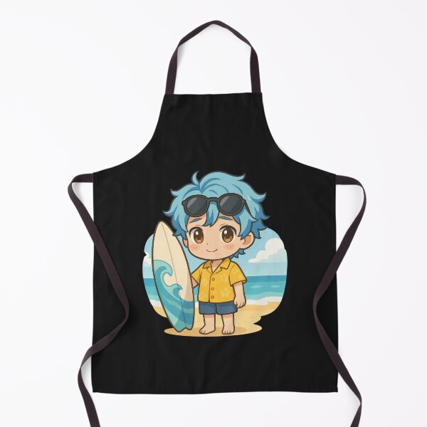 Item preview, Ocean Breeze Chibi Boy – Cute Shy Anime Surfer with Blue Hair & Shades designed and sold by ColorSplash123.