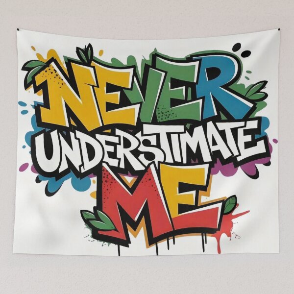 Item preview, Never Underestimate Me – Bold Graffiti Motivational Street Art designed and sold by EMOTION SHOP.