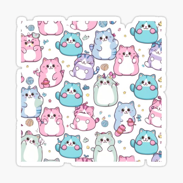 Artikel-Vorschau von Kawaii-Katzenmuster – Süße Pastellkätzchen in verspielten Posen, designt und verkauft von CreativeEcho30.