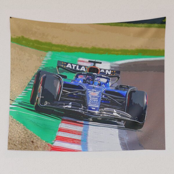 Item preview, Alex Albon racing his 2025 F1 racing car on Imola watercolor designed and sold by Rodissimus1984.