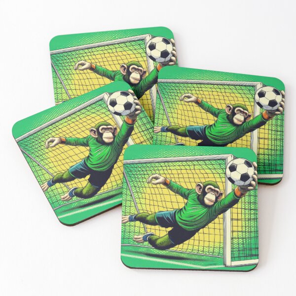Item preview, football soccer monkey green goalkeeper with a football ,Sports,funny sports ,soccer art,animal playing soccer designed and sold by Expressions-Sel.