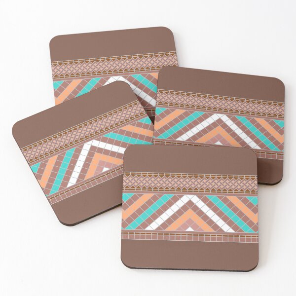 Item preview, Amazigh Mosaic Ribbon – Turquoise & Brown Retro designed and sold by Tarjiart.