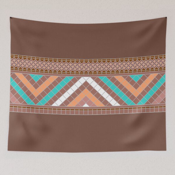 Item preview, Amazigh Mosaic Ribbon – Turquoise & Brown Retro designed and sold by Tarjiart.