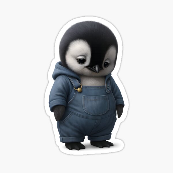 Item preview, Adorable Baby Penguin in Denim Overalls – Cute 3D Animal Character designed and sold by WolfPixelRo.