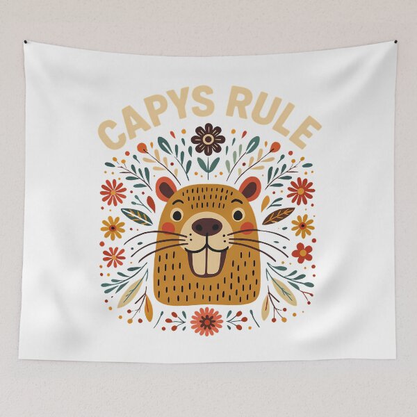 Item preview, Cute Capys Rule - Capybara Scandinavian Folk Art by heidiannemorris © designed and sold by FOLK ART FUSION by heidiannemorris.