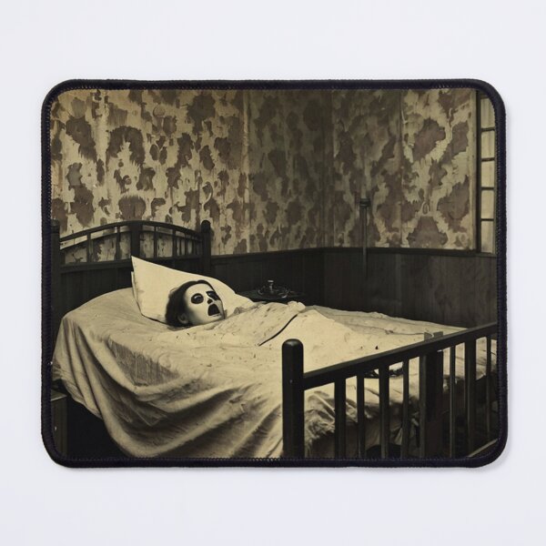 Item preview, Weird disembodied head laying in bed spooky photo designed and sold by Vintage Designs +.