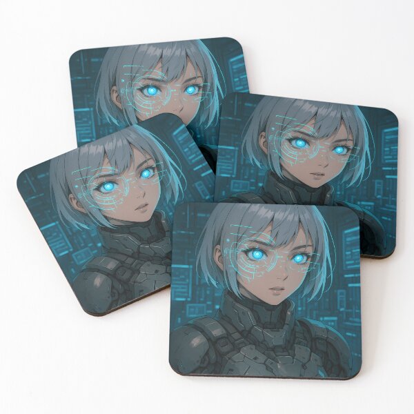 Item preview, Cyber Sentinel: Glowing Anime Art Print & Sticker designed and sold by chintee.