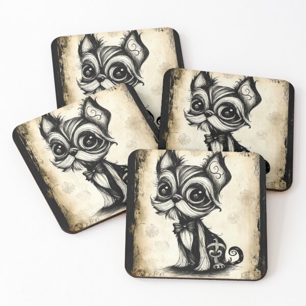 Item preview, Gothic Yorkie – Creepy Cute Victorian Dog Art designed and sold by Spaabus.