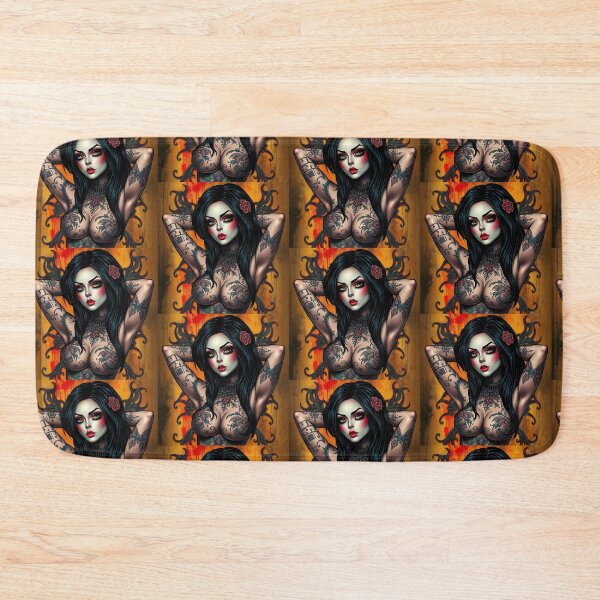 Item preview, Tattooed Goth Girl beautiful pinup poster art designed and sold by Vintage Designs +.