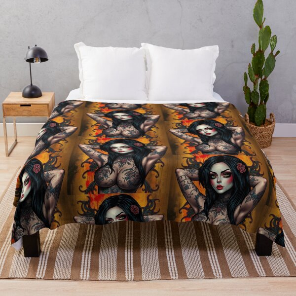 Item preview, Tattooed Goth Girl beautiful pinup poster art designed and sold by Vintage Designs +.